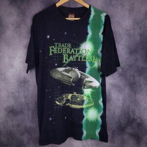 Vintage 90s Star Wars Episode I Phantom Menace Trade Federation Battleship shirt